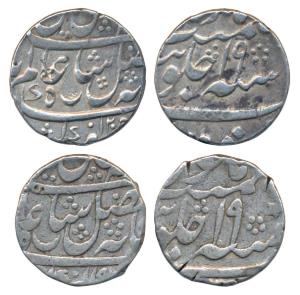 Murshidabad Mint, Silver Rupee (2), 11.40g & 11.57g, in the name of Shah Alam II, AH 1205/