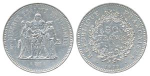 France, Third Republic, Silver 50 Francs, 30g, Paris Mint, 1979, obv. Hercules standing fa