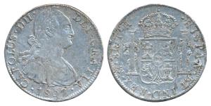 Mexico, Charles IV, Silver 8 Reales, 27.07g, Mexico city, 1807, obv. armored bust, rev. cr