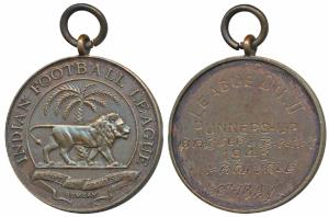 Indian Football League, Copper Medal, 30g, obv. coat of arms; rev. Harwood League Division