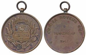 Bombay Western India Football Association, Copper Medal, obv. coat of arms; rev. 1947, Jun