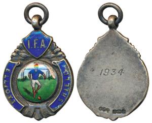 Indian Football Association, Elliott Shield, Silver & Enamel Medal, 14g, 1934. Extremely F