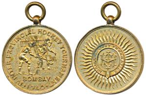 Indian Hockey Federation, Gold Gilt; rev. 1940, Inter Provincial Hockey Tournament Bombay.
