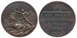XIV Indian Olympic Games Bombay, Copper Medal, 1950. Extremely Fine.