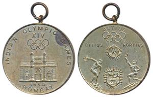 Indian Olympic Games, Nickel Medal, 1950, Bombay, XIV; rev. Altius Citius Fortius. Extreme