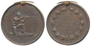 Bombay Presidency Rifle Association, Copper Medal; rev. Won By No. 2882, Private. Kristnas