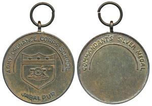 Army Ordnance Corps School, Jabalpur, Brass Medal, Commandant’s Silver Medal. Extremely Fi