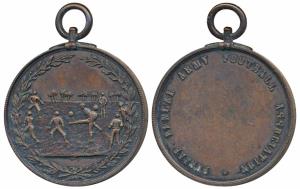 Punjab Bengal Army Football Association, Copper Medal; rev. players playing football. Very
