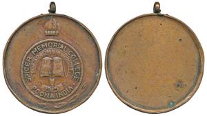 Spicer Memorial College, Poona India, 1915, Copper Medal; obv. Amor Omnia Vincit in Latin 