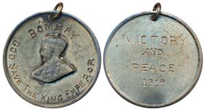 World War I, Bombay, God Save The King Emperor, Nickel Medal, the bust of the emperor is a