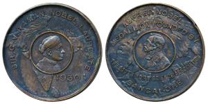 Nobel Laureate, Copper Medal, 74.64g, obv. Sir C. V. Raman Nobel Laureate, 1930 inscribed 