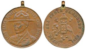 All India Jamboree Copper Medal, obv. an Elephant to left with Delhi 1937 below, rev. Lord