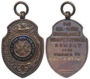 The St. John Ambulance Association, Copper Medal; rev. All India Ambulance Competition, 19