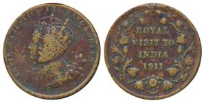 King George V and Queen Mary, Copper, obv. conjoined busts of George V and Mary, rev. Roya