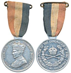 Edward VIII, Aluminum Medal, (Proposed coronation) Crowned May 12th 1937; rev. in commemor