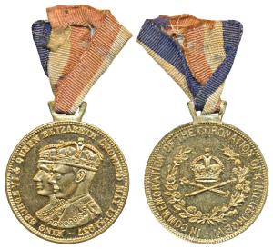 George VI & Queen Elizabeth Coronation, Nickel Gilt Medal, May 12th 1937, in commemoration
