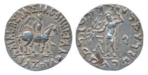 Indo-Scythians, Azes I (c. 57-35 BC), Silver Tetradrachm, 9.52g, obv. king mounted on a ho