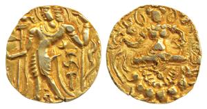 Guptas, Narsimhagupta (c. 518-530 AD), ‘Archer’ Type, Gold Heavy Dinar, 9.39g, obv. king s