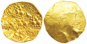 Nolambas of Karnataka, Ekavakyadeva II (c. 981-1000 AD), Gold Gadyana, 3.62g, Punch Marked