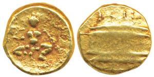 Vijayanagar Empire, Krishna Deva Raya (c. 1509-1529 AD), Gold ½ Pagoda, 1.68g, obv. seated
