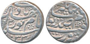 Nur Jahan (AH 1033-1037, AD 1623-1627), Silver ½ Rupee, 5.5g, Surat Mint, poetic couplet o