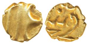 Farrukhsiyar, Gold Fanam, 0.37g, Balapur Mint(KM 386.2). Extremely Fine, Rare.