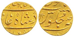 Shah Jahan II, Rafi ud-Daula (AH 1131; 1719 AD), Gold Mohur, 11.03g, Surat Mint (mint name