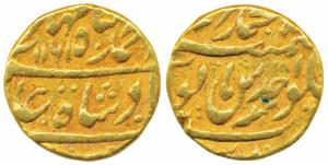 Ahmed Shah Bahadur (AH 1161-1167; 1748-1754 AD), Gold Mohur, 10.8g, Muhammadabad Banaras M
