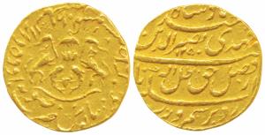 Nasir-ud-Din Haider (AH 1243-1253; 1827-1837 AD), Gold ½ Ashrafi, 5.36g, Dar us Saltanat L