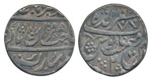 Muzaffargarh Mint, Silver Rupee, 10.98g, in the name of Muhammad Akbar II, RY 2, a differe
