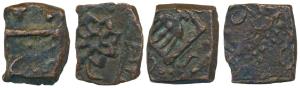 Wakhat Singh (VS 1924-1986; 1867-1929 AD), Copper ½ Paisa (2), the first obv. a lotus blos