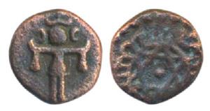 Ayilam Thirunal Rama Varma (ME 1035-1055; 1860-1880 AD), Copper 1 Cash, 0.54g, obv. full b