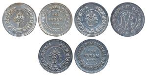 Rama Varma VI, Silver Fanam, ME 1106; Bala Rama Varma II, Silver Fanam (2), ME 1112, 1118 