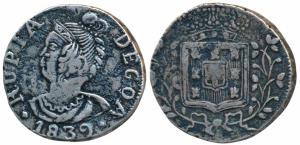 Goa, Maria II (1834-1853 AD), Silver Rupia, 10.74g, 1839, obv. bust facing to left with de