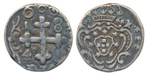 Diu, Maria II (1834-1853 AD), Silver Rupia (600 Reis), 7.67g, 1841, obv. date in angles of