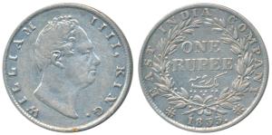 William IV, Silver Rupee, 1835, Calcutta Mint, Dug out F incuse, D / III, legends on obver