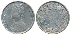 Victoria Empress, Silver ½ Rupee, 1898, Calcutta Mint, A / I / C incuse, (Prid 280). Very 