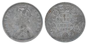 Victoria Empress, Silver Rupee, 1879, Bombay Mint, A3 / II / No mint mark, Unlisted in Pri