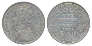 Victoria Empress, Silver Rupee, 1884, Bombay Mint, Mule, A1 / I / B raised, Unlisted in Pr