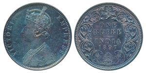 Victoria Empress, Silver Rupee, 1897, Bombay Mint, C2 / I / B incuse (Prid 183). Nice rain