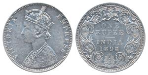 Victoria Empress, Silver Rupee, 1898, Bombay Mint, C2 / I / B incuse; 8 over 4 (Prid 184).