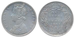 Victoria Empress, Silver Rupee, 1901, Bombay Mint, C2 / I / B incuse (Prid 188). Very Fine