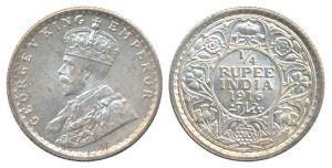 George V, Silver ¼ Rupee, 1916, Calcutta Mint, (Prid 445). Minor scratch on the cheek, Abo