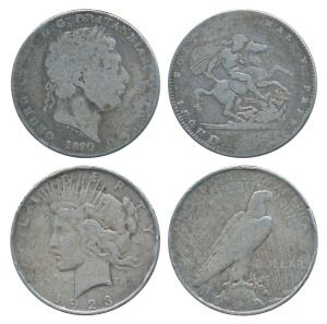 Great Britain, George III, Silver Crown, 27.96g, 1820, St. George slaying a dragon within 