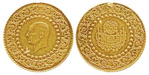 Turkey, Gold 25 Kurush, 6.95g, 1990, Istanbul Mint, Monnaie de Luxe, Death of Kemal Atatur