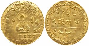 Sikh, Gold Token, 7.42g, obv. Guru Nanak seated beneath a tree, with disciples Bala with a