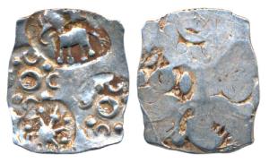 Coinage of Vainaganga Valley, Vidarbha Janapada, Silver ½ Karshpana, Series II, Makhala Ty