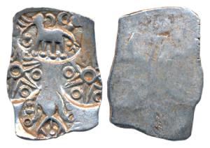 Coinage of Vainaganga Valley, Vidarbha Janapada, Silver ½ Karshpana, Series II, Makhala Ty