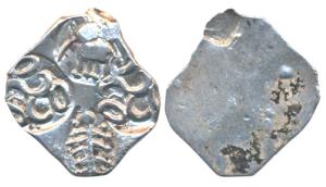 Archaic Punch Marked Coinage, attributed to Ashmaka Janapada, Godavari valley, Silver ½ Ka