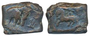 Post-Mauryan, Taxila (local coinage), ‘Punch-mark’ type, Copper Karshapana, 11.12g, obv. h